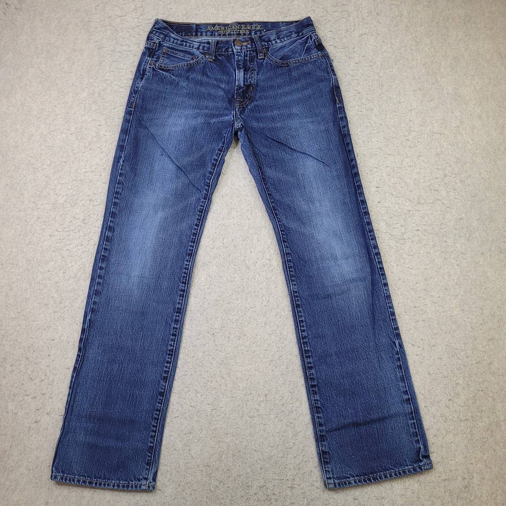 American Eagle Outfitters Men's Straight Jeans - Washed Blue